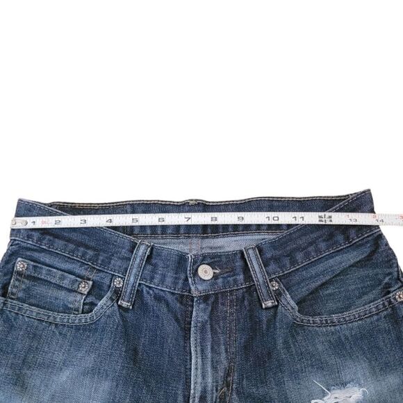 Levis 514 Mens Dark Denim Distressed Blue Jean 29x32 - Picture 4 of 6